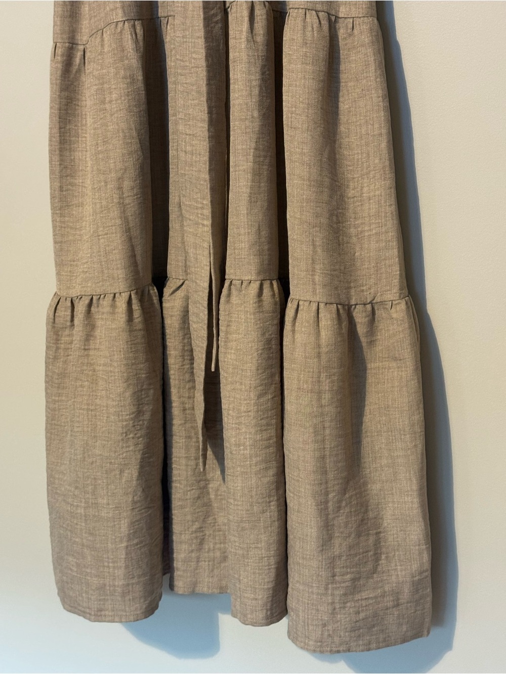 Emma & Michele Tan Utility Shirt Dress Tie Waist Tiered Midi Large - Picture 5 of 8